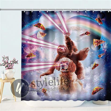 space sloth shower curtain